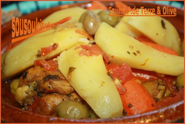 Tajine en terre émaillé, coucous marocain, tajine poulet