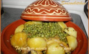 Tajine de poulet,navets et petits pois