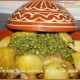 Tajine de poulet,navets et petits pois