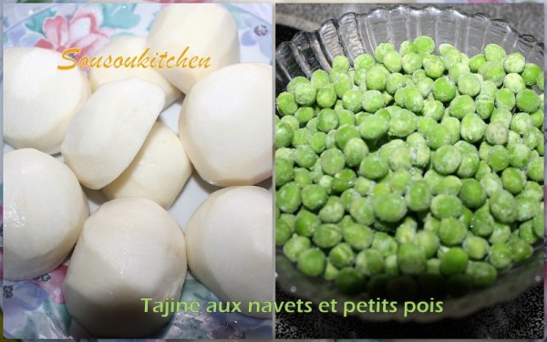 Tajine de Poulet, navets et petits pois